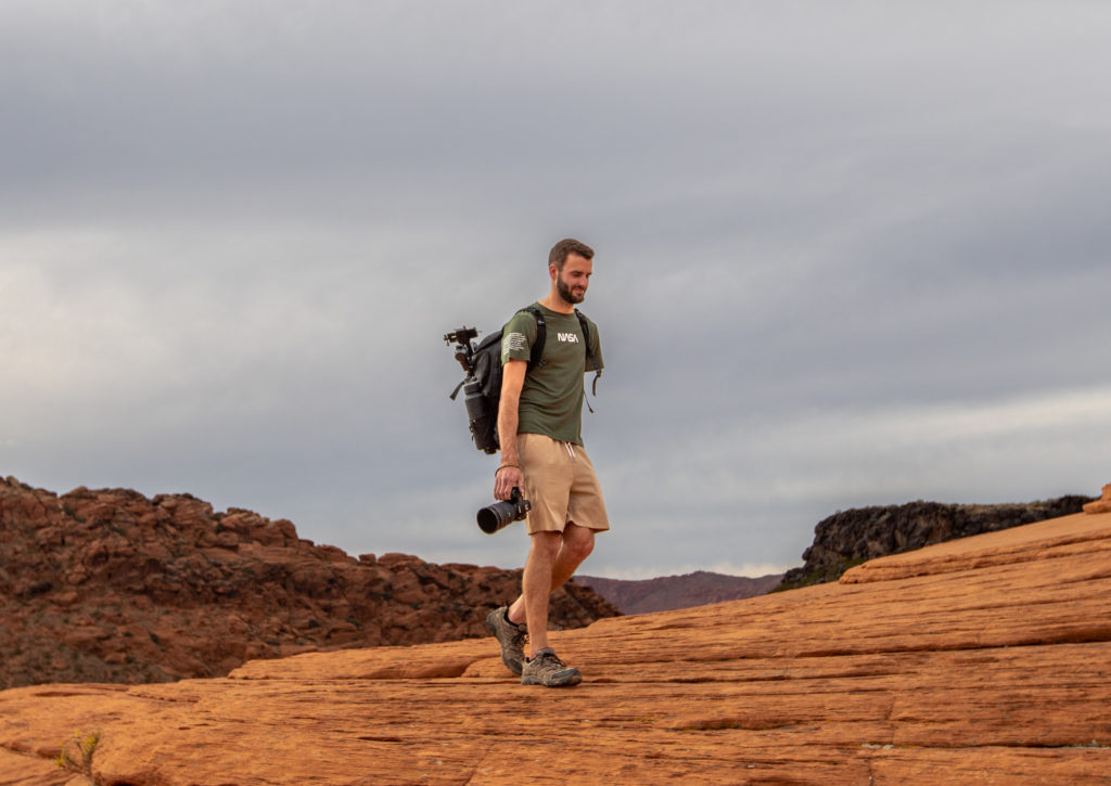 the creative: James turner on location, filming an elopement in Utah near St. George. 