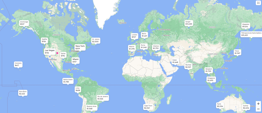 Google flights world map of flights
