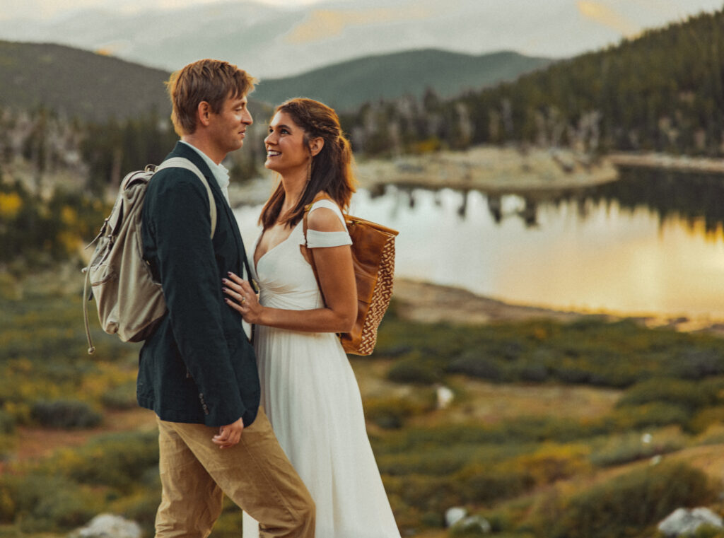 A couple eloping at St. Mary's Glacier in Colorado
