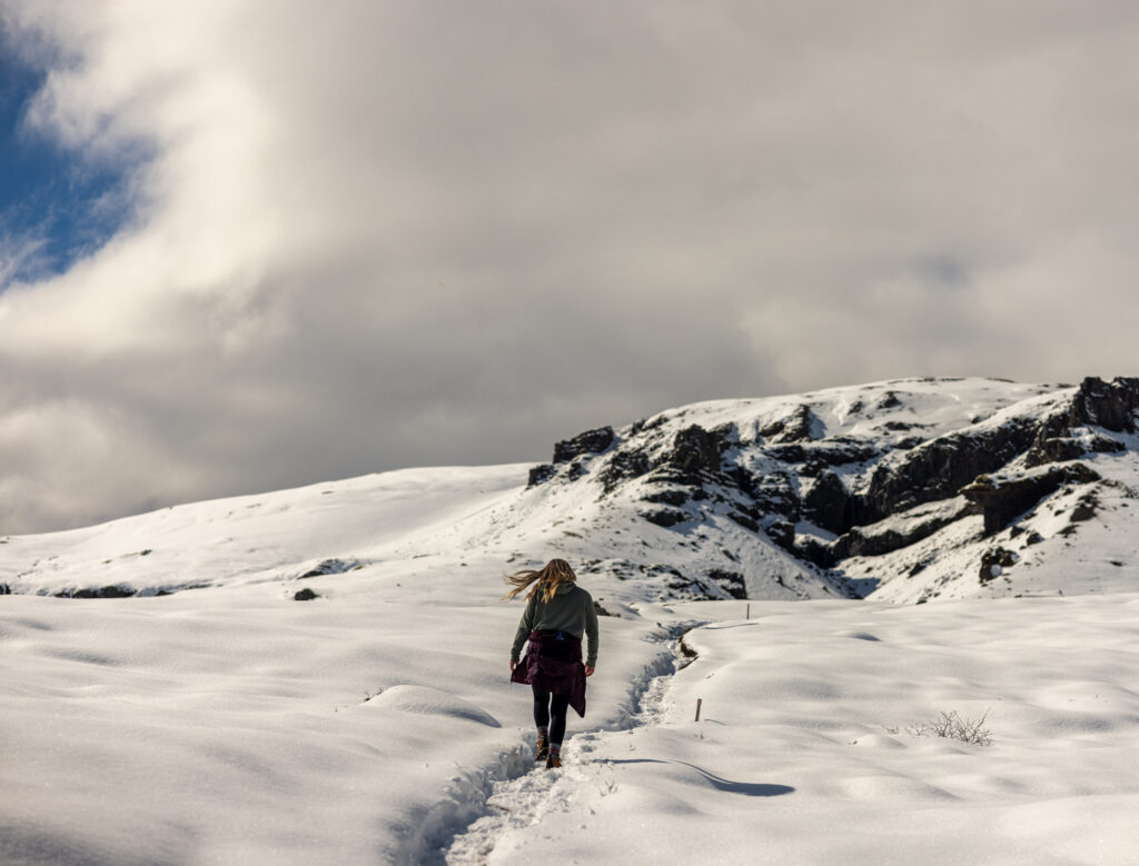 a girl hiking Múlagljúfur 