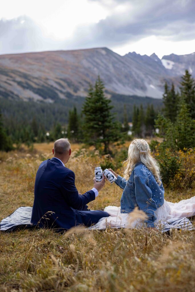 Couple hiking together towards Long Lake.