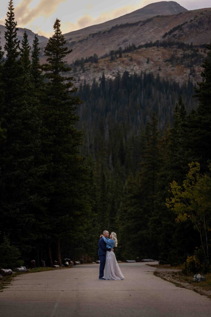 A joyful dance moment during the reception at the lake.