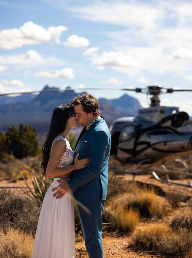 Aerial view of the helicopter flying over Zion National Park