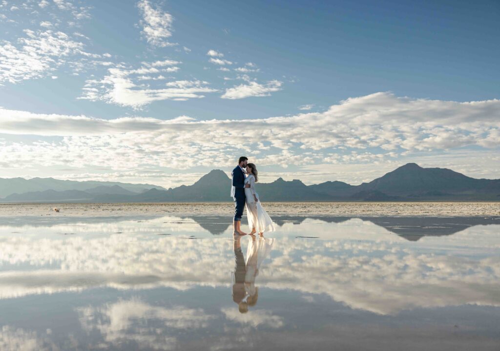 Intimate moment of the couple sharing handwritten vows