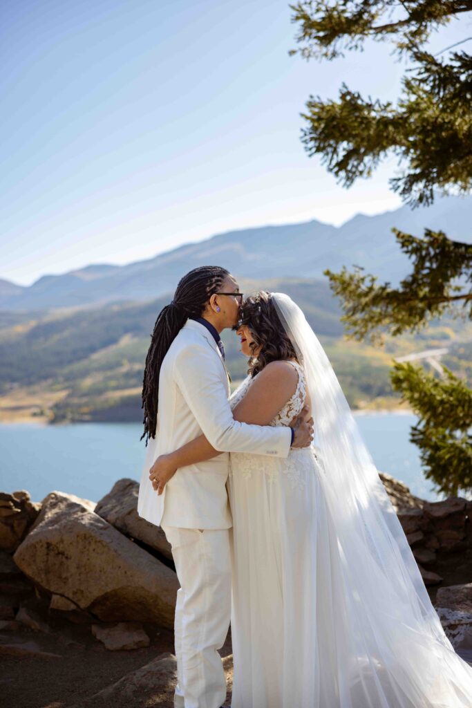 Guests sharing a joyful moment with the couple.