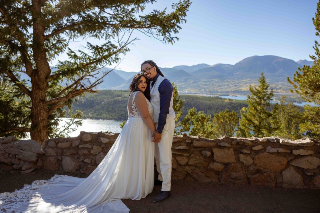 Bride and groom sharing a quiet moment together.